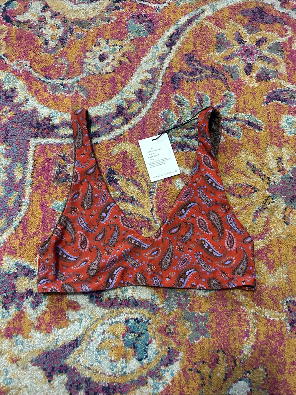 acacia swimwear Copper Leopard & Rust Paisley Top
